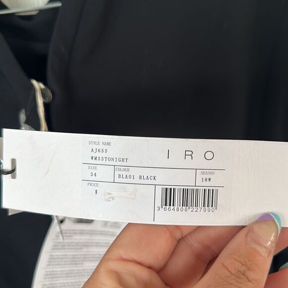 IRO Tonight Dress Black Crepe Draping Cowl Neckline Sheath Mini Dress NWT - Picture 5 of 5